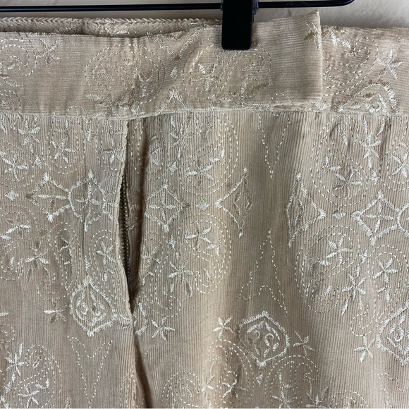 Antonio Melani Maxine Town Country Pants Tan Corduroy Embroidered Floral NWT - Picture 4 of 13